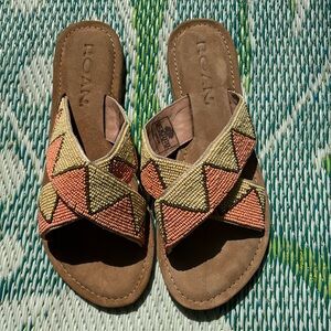 Roan beaded sandal coral/beige size 8 1/2